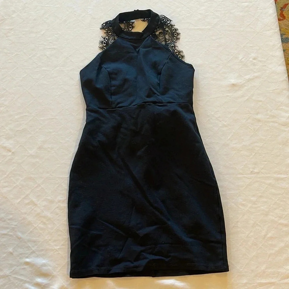 Lulus‎ Endlessly Alluring Lace Sleeveless Bodycon Dress Black Medium EUC - Picture 4 of 6